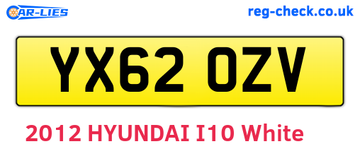YX62OZV are the vehicle registration plates.