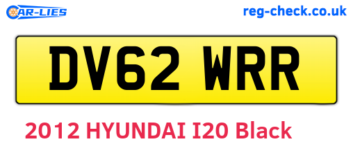 DV62WRR are the vehicle registration plates.