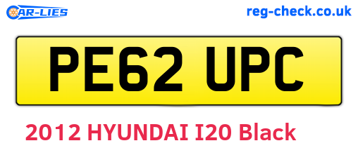 PE62UPC are the vehicle registration plates.