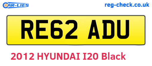 RE62ADU are the vehicle registration plates.
