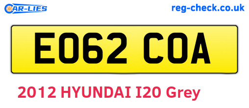 EO62COA are the vehicle registration plates.