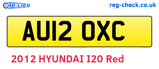 AU12OXC are the vehicle registration plates.