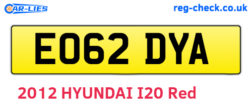 EO62DYA are the vehicle registration plates.