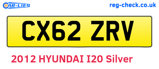 CX62ZRV are the vehicle registration plates.