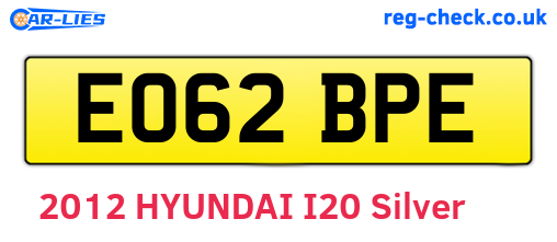 EO62BPE are the vehicle registration plates.