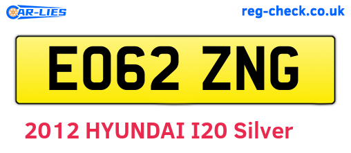 EO62ZNG are the vehicle registration plates.