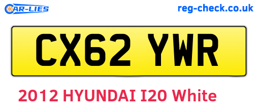 CX62YWR are the vehicle registration plates.