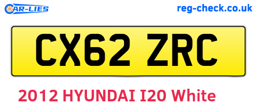 CX62ZRC are the vehicle registration plates.