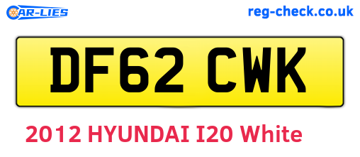 DF62CWK are the vehicle registration plates.