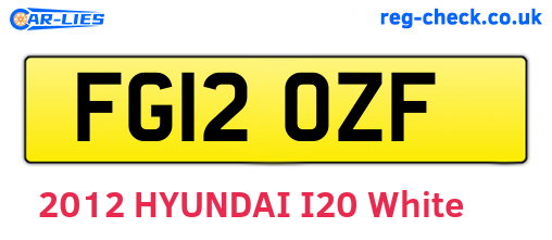 FG12OZF are the vehicle registration plates.