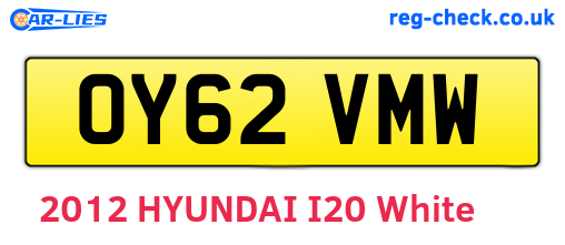 OY62VMW are the vehicle registration plates.