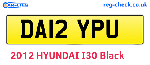 DA12YPU are the vehicle registration plates.