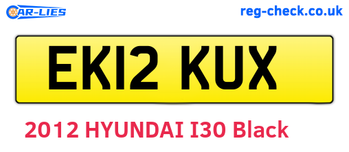 EK12KUX are the vehicle registration plates.