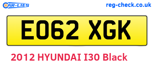 EO62XGK are the vehicle registration plates.