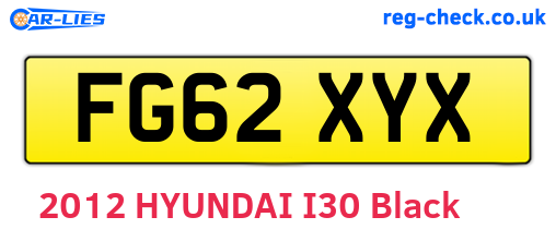FG62XYX are the vehicle registration plates.