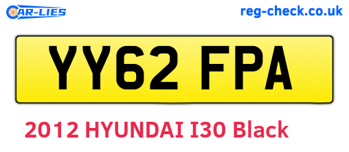 YY62FPA are the vehicle registration plates.