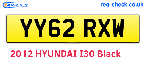 YY62RXW are the vehicle registration plates.