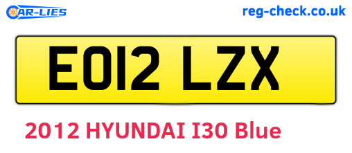 EO12LZX are the vehicle registration plates.