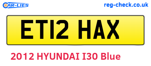 ET12HAX are the vehicle registration plates.