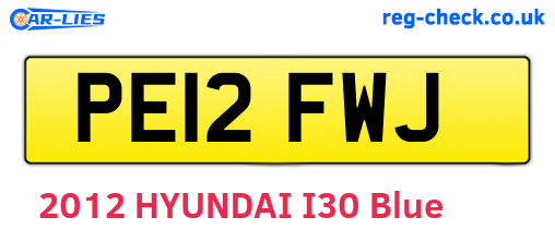 PE12FWJ are the vehicle registration plates.
