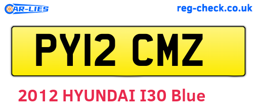 PY12CMZ are the vehicle registration plates.
