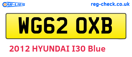 WG62OXB are the vehicle registration plates.
