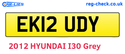 EK12UDY are the vehicle registration plates.