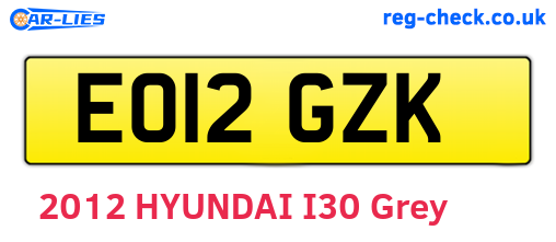 EO12GZK are the vehicle registration plates.