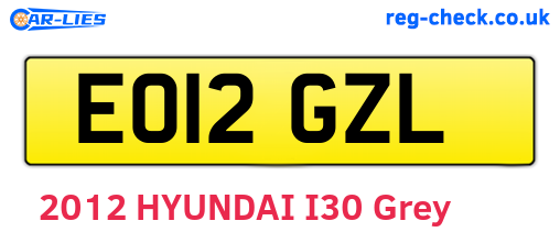EO12GZL are the vehicle registration plates.