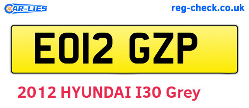 EO12GZP are the vehicle registration plates.