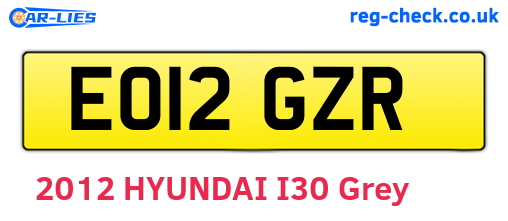 EO12GZR are the vehicle registration plates.