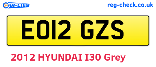 EO12GZS are the vehicle registration plates.