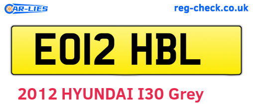 EO12HBL are the vehicle registration plates.
