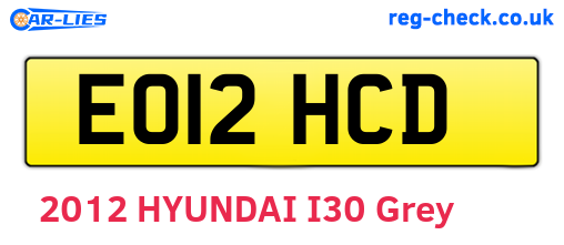 EO12HCD are the vehicle registration plates.
