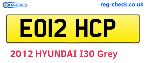 EO12HCP are the vehicle registration plates.