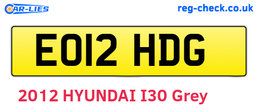EO12HDG are the vehicle registration plates.