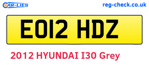 EO12HDZ are the vehicle registration plates.