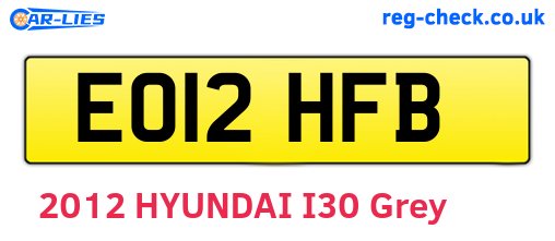 EO12HFB are the vehicle registration plates.