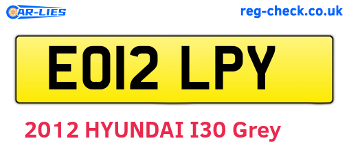 EO12LPY are the vehicle registration plates.