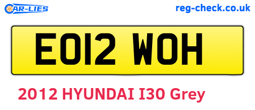 EO12WOH are the vehicle registration plates.