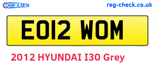 EO12WOM are the vehicle registration plates.