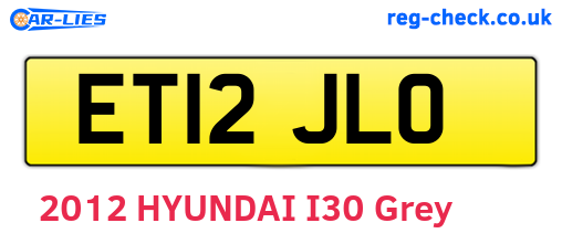 ET12JLO are the vehicle registration plates.