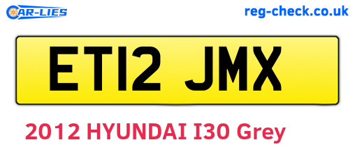 ET12JMX are the vehicle registration plates.