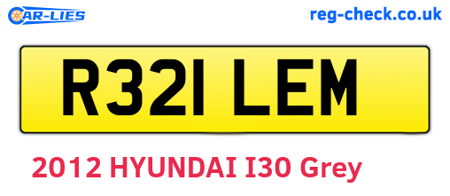 R321LEM are the vehicle registration plates.