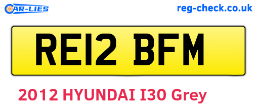 RE12BFM are the vehicle registration plates.