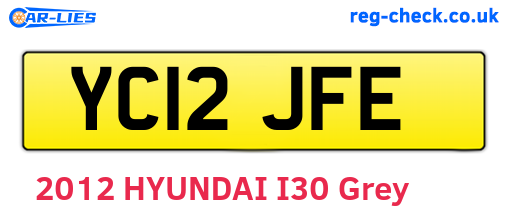 YC12JFE are the vehicle registration plates.