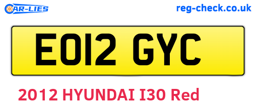 EO12GYC are the vehicle registration plates.