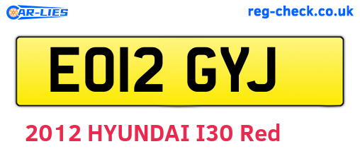 EO12GYJ are the vehicle registration plates.