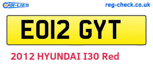 EO12GYT are the vehicle registration plates.
