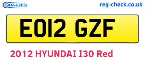 EO12GZF are the vehicle registration plates.
